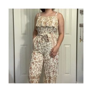 American Eagle floral embroidered jumpsuit